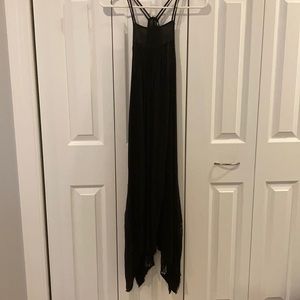 Black maxi sun dress w/ lace detail